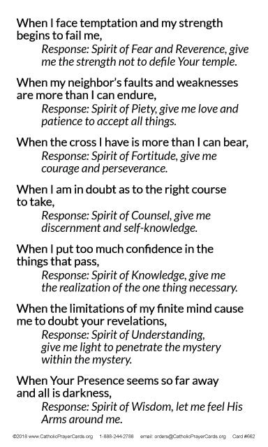 Gifts of the Holy Spirit Prayer Card (PC-662) – TheHolyCardCompany
