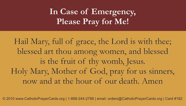 In Case of Emergency Prayer Card (PC-182) – TheHolyCardCompany
